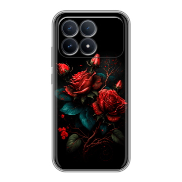 Силиконовый чехол на Poco F8 Pro с принтом Розы красные