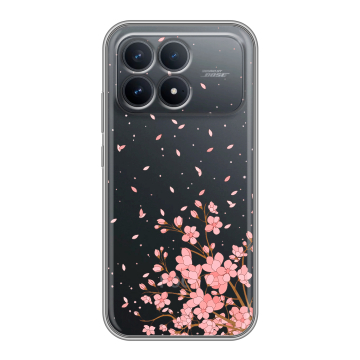 Силиконовый чехол на Poco F8 Pro с принтом Ветка сакуры