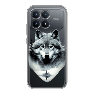 Силиконовый чехол на Poco F8 Pro с принтом Волк в лесу