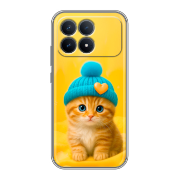 Силиконовый чехол на Poco F8 Pro с принтом Котенок в шапке