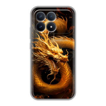 Силиконовый чехол на Poco F8 Pro с принтом Золотой дракон