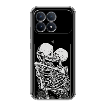 Силиконовый чехол на Poco F8 Pro с принтом Поцелуй скелетов Силиконовый чехол на Poco F8 Pro с принтом Поцелуй скелетов