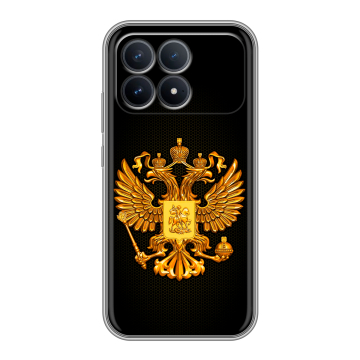 Силиконовый чехол на Poco F8 Pro с принтом Герб России желтый Силиконовый чехол на Poco F8 Pro с принтом Герб России желтый