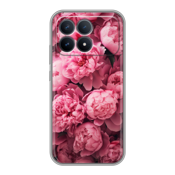Силиконовый чехол на Poco F8 Pro с принтом цветы пионы