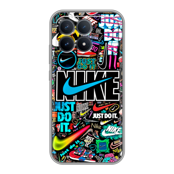 Силиконовый чехол на Poco F8 Pro с принтом найк nike черный