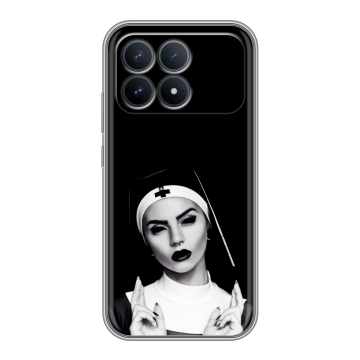 Силиконовый чехол на Poco F8 Pro с принтом монашка