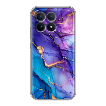 Силиконовый чехол на Poco F8 Pro с принтом синий мрамор