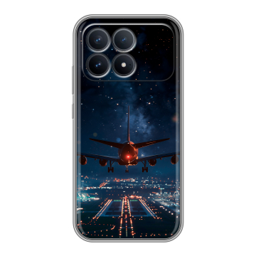 Силиконовый чехол на Poco F8 Pro с принтом самолет