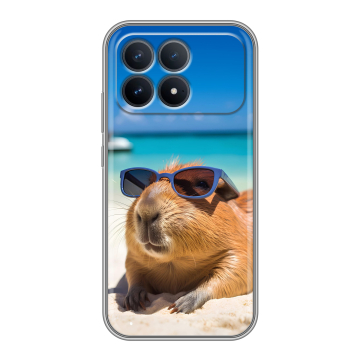 Силиконовый чехол на Poco F8 Pro с принтом Капибара Силиконовый чехол на Poco F8 Pro с принтом Капибара