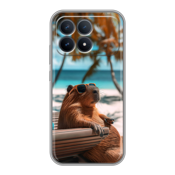 Силиконовый чехол на Poco F8 Pro с принтом Капибара Силиконовый чехол на Poco F8 Pro с принтом Капибара