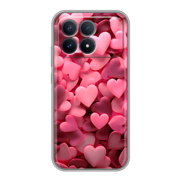Силиконовый чехол на Poco F8 Pro с принтом розовые сердечки Силиконовый чехол на Poco F8 Pro с принтом розовые сердечки