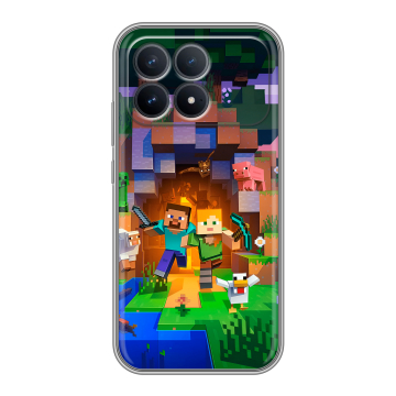 Силиконовый чехол на Poco F8 Pro с принтом Майнкрафт Minecraft Силиконовый чехол на Poco F8 Pro с принтом Майнкрафт Minecraft