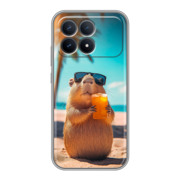 Силиконовый чехол на Poco F8 Pro с принтом Капибара Силиконовый чехол на Poco F8 Pro с принтом Капибара