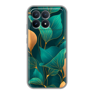 Силиконовый чехол на Poco F8 Pro с принтом Листья и золото Силиконовый чехол на Poco F8 Pro с принтом Листья и золото