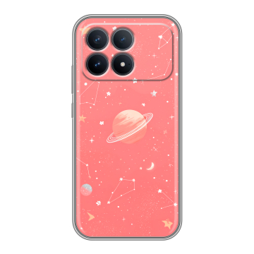 Силиконовый чехол на Poco F8 Pro с принтом Розовый космос Силиконовый чехол на Poco F8 Pro с принтом Розовый космос