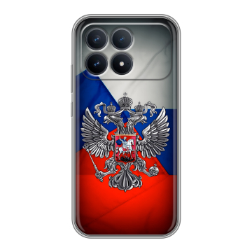 Силиконовый чехол на Poco F8 Pro с принтом Флаг России Силиконовый чехол на Poco F8 Pro с принтом Флаг России