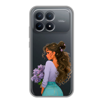 Силиконовый чехол на Poco F8 Pro с принтом девушка цветы Силиконовый чехол на Poco F8 Pro с принтом девушка цветы