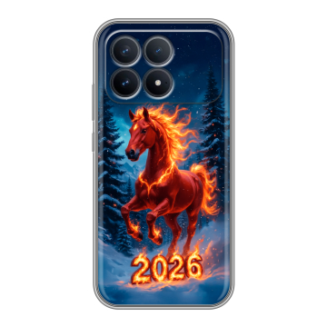 Силиконовый чехол на Poco F8 Pro с принтом Новый год коня Силиконовый чехол на Poco F8 Pro с принтом Новый год коня