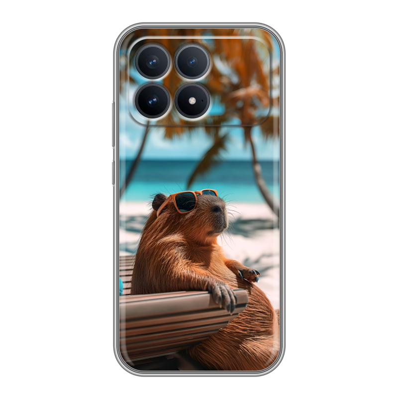 Силиконовый чехол на Poco F8 Pro с принтом Капибара Силиконовый чехол на Poco F8 Pro с принтом Капибара