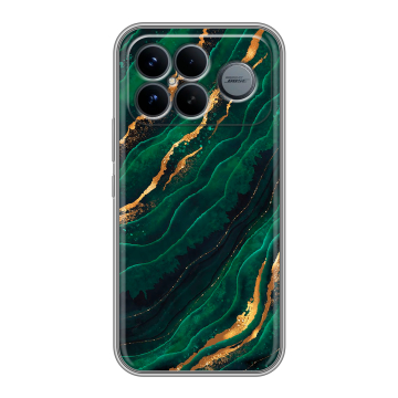 Силиконовый чехол на Poco F8 Ultra с принтом Мрамор зеленое золото Силиконовый чехол на Poco F8 Ultra с принтом Мрамор зеленое золото