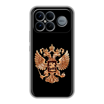 Силиконовый чехол на Poco F8 Ultra с принтом Герб России золотой