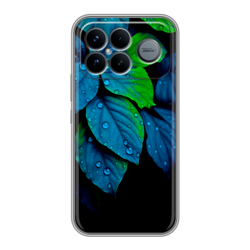 Силиконовый чехол на Poco F8 Ultra с принтом Листья и роса