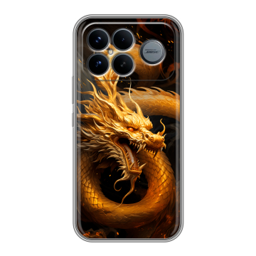 Силиконовый чехол на Poco F8 Ultra с принтом Золотой дракон