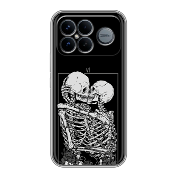 Силиконовый чехол на Poco F8 Ultra с принтом Поцелуй скелетов Силиконовый чехол на Poco F8 Ultra с принтом Поцелуй скелетов