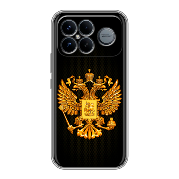 Силиконовый чехол на Poco F8 Ultra с принтом Герб России желтый Силиконовый чехол на Poco F8 Ultra с принтом Герб России желтый