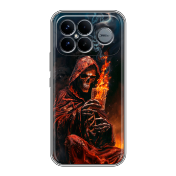 Силиконовый чехол на Poco F8 Ultra с принтом Скелет и карты Силиконовый чехол на Poco F8 Ultra с принтом Скелет и карты