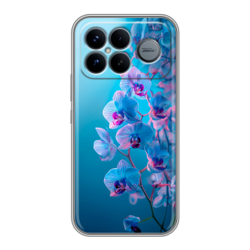 Силиконовый чехол на Poco F8 Ultra с принтом голубые орхидеи