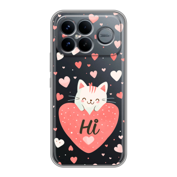 Силиконовый чехол на Poco F8 Ultra с принтом котенок и сердечко