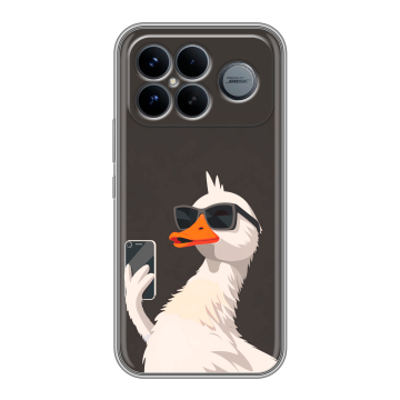 Силиконовый чехол на Poco F8 Ultra с принтом утка в очках