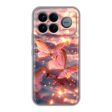 Силиконовый чехол на Poco F8 Ultra с принтом бабочки розовые