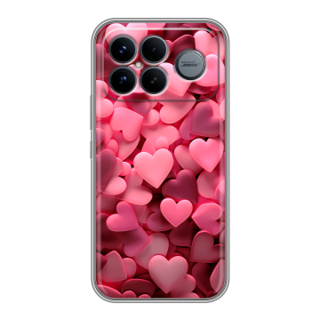 Силиконовый чехол на Poco F8 Ultra с принтом розовые сердечки Силиконовый чехол на Poco F8 Ultra с принтом розовые сердечки