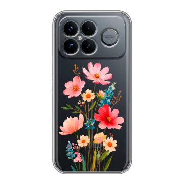 Силиконовый чехол на Poco F8 Ultra с принтом Цветы