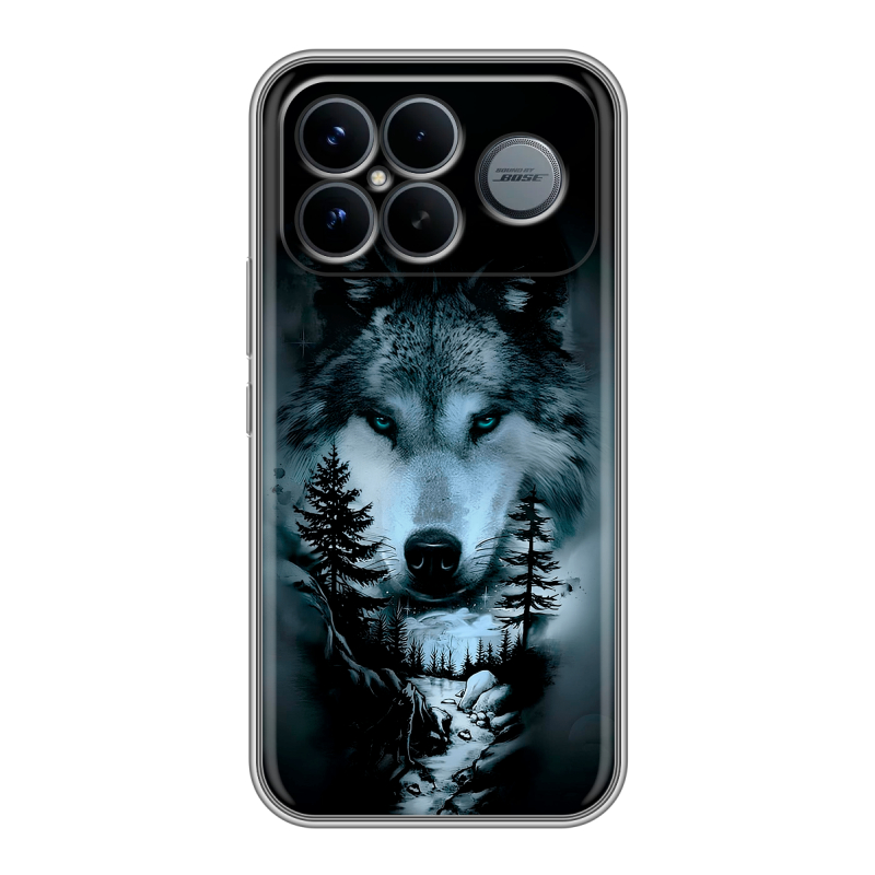Силиконовый чехол на Poco F8 Ultra с принтом Лесной волк Силиконовый чехол на Poco F8 Ultra с принтом Лесной волк