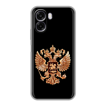 Силиконовый чехол на OPPO A6x с принтом Герб России золотой