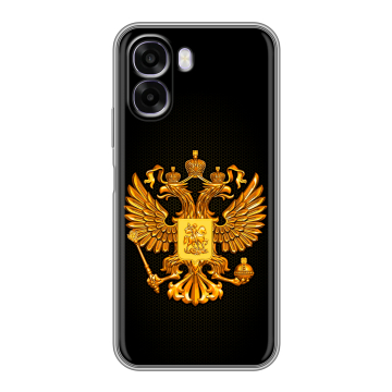 Силиконовый чехол на OPPO A6x с принтом Герб России желтый