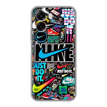 Силиконовый чехол на OPPO A6x с принтом найк nike черный