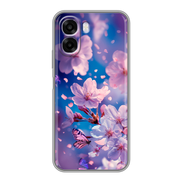 Силиконовый чехол на OPPO A6x с принтом цветы бабочки Силиконовый чехол на OPPO A6x с принтом цветы бабочки