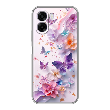 Силиконовый чехол на OPPO A6x с принтом цветы бабочки Силиконовый чехол на OPPO A6x с принтом цветы бабочки