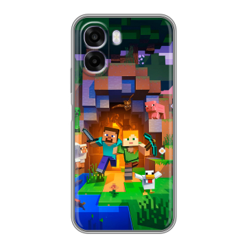Силиконовый чехол на OPPO A6x с принтом Майнкрафт Minecraft
