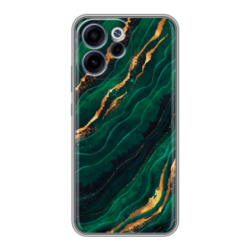Силиконовый чехол на OPPO Reno15 F с принтом Мрамор зеленое золото Силиконовый чехол на OPPO Reno15 F с принтом Мрамор зеленое золото