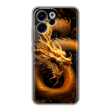 Силиконовый чехол на OPPO Reno15 F с принтом Золотой дракон