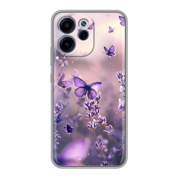 Силиконовый чехол на OPPO Reno15 F с принтом бабочки и лаванда