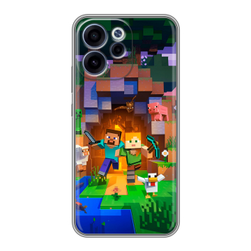 Силиконовый чехол на OPPO Reno15 F с принтом Майнкрафт Minecraft