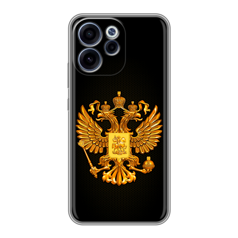 Силиконовый чехол на OPPO Reno15 F с принтом Герб России желтый Силиконовый чехол на OPPO Reno15 F с принтом Герб России желтый