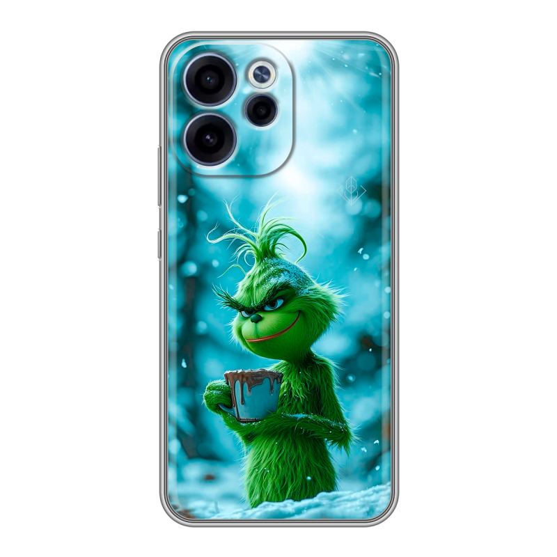 Силиконовый чехол на OPPO Reno15 F с принтом Новый год гринч Силиконовый чехол на OPPO Reno15 F с принтом Новый год гринч