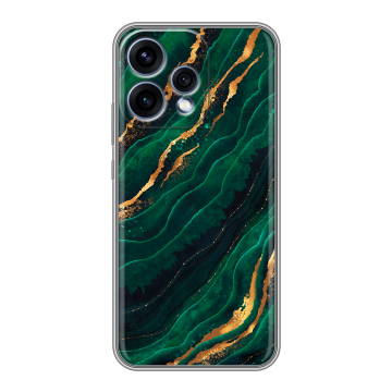Силиконовый чехол на OPPO Reno15 5G с принтом Мрамор зеленое золото Силиконовый чехол на OPPO Reno15 5G с принтом Мрамор зеленое золото